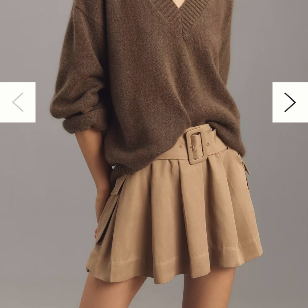 Reformation Khaki Brinley Skirt, Size 0